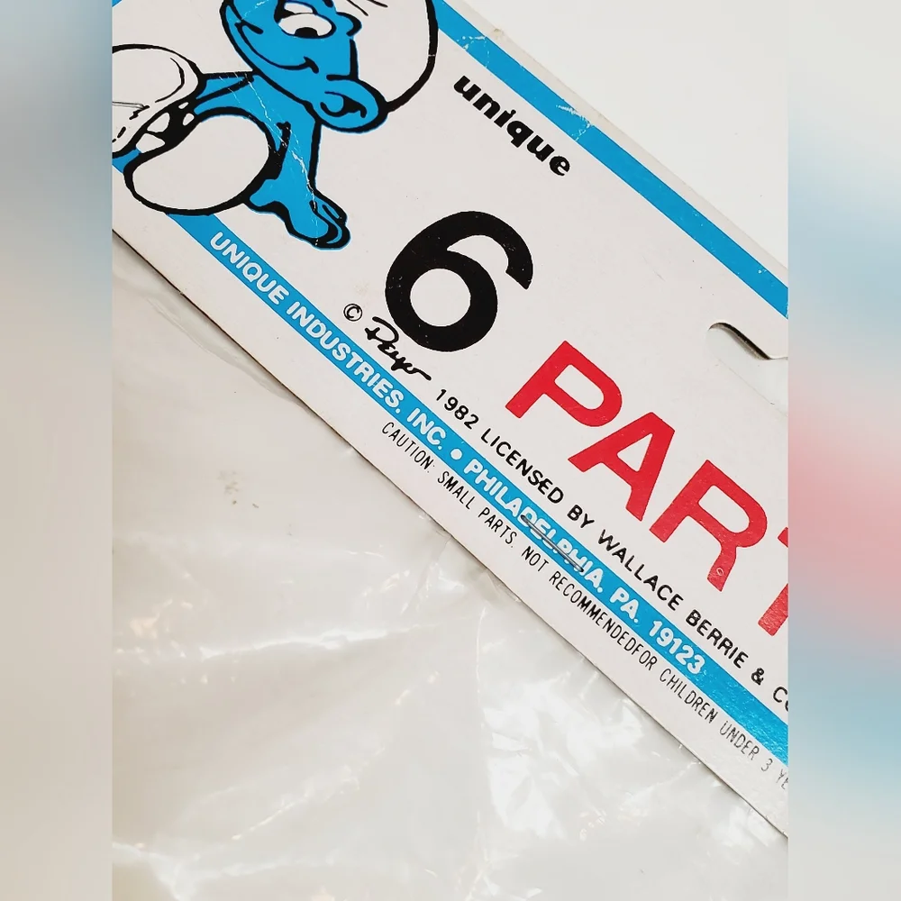 Vintage Smurf Party Hats Peyo Happy Smurf Day 6 Pack